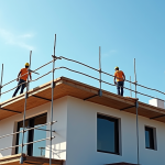 Toit en construction sur une maison moderne en banlieue