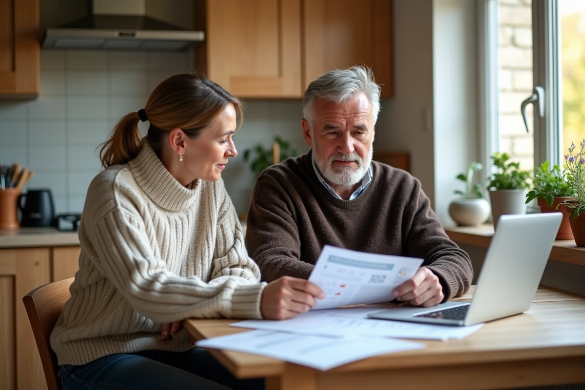 Couple français discutant de travaux de rénovation maison