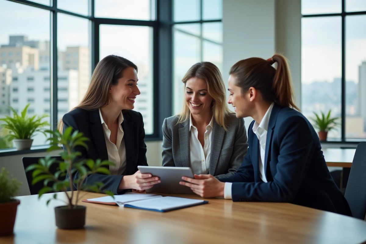 Groupe de professionnels en réunion dans un bureau moderne