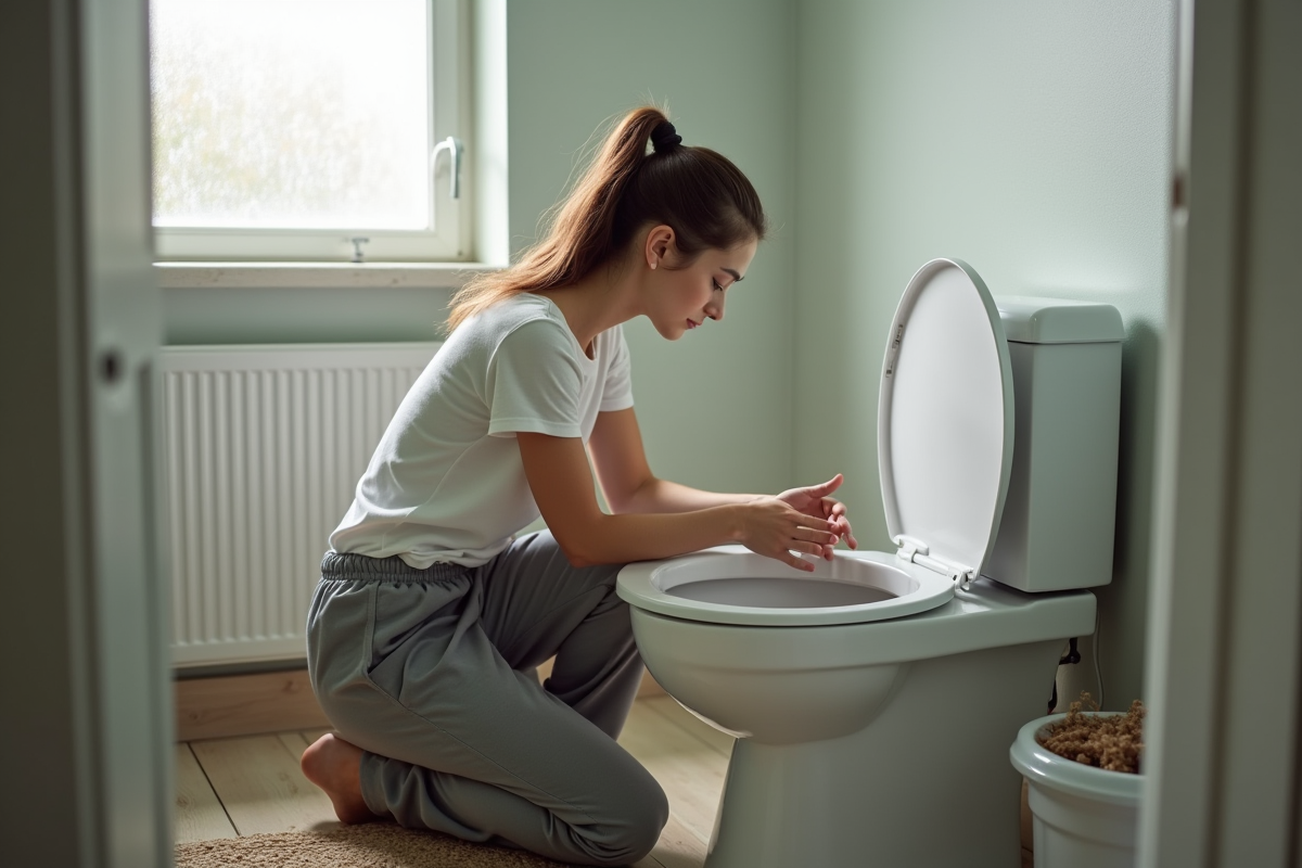 Jeune femme vérifie le mécanisme intérieur d