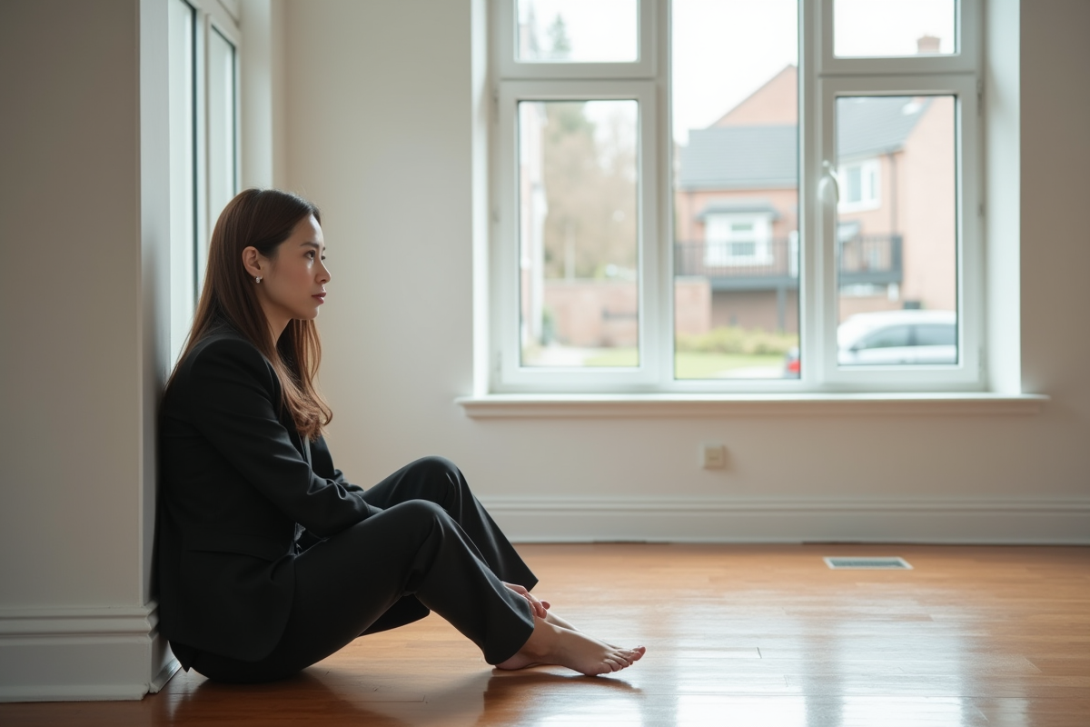 Jeune femme professionnelle assise dans un salon vide