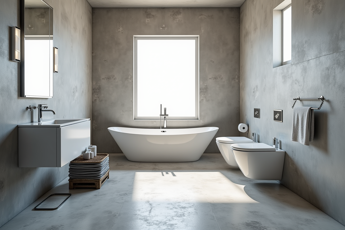 Salle de bain en rénovation avec tuyaux PER exposés et outils à proximité